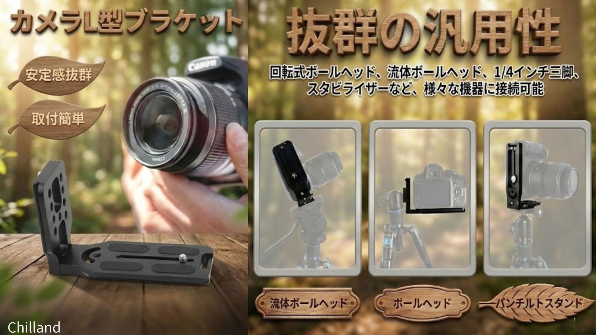 Amazon | Chilland カメラ Lブラケット クイックリリース プレート